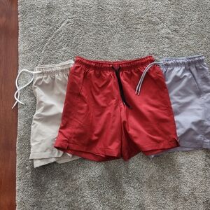 DSG Men's Athletic Shorts - Red, Beige, and Gray
